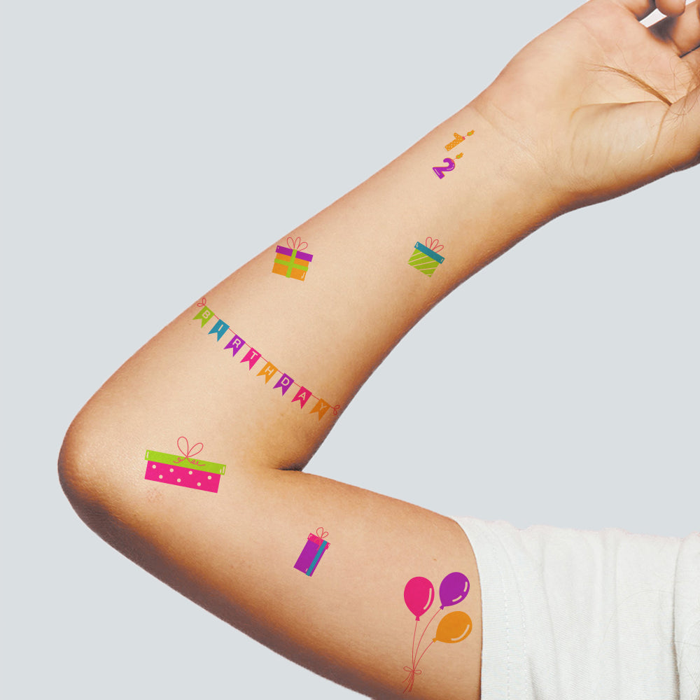 Neon Birthday Tattoos 4 in x 6 in
