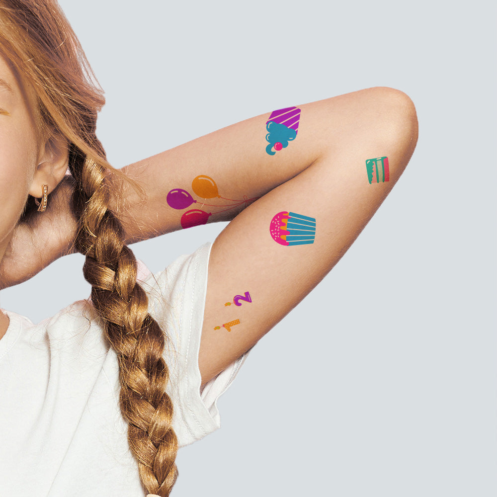 Neon Birthday Tattoos 4 in x 6 in