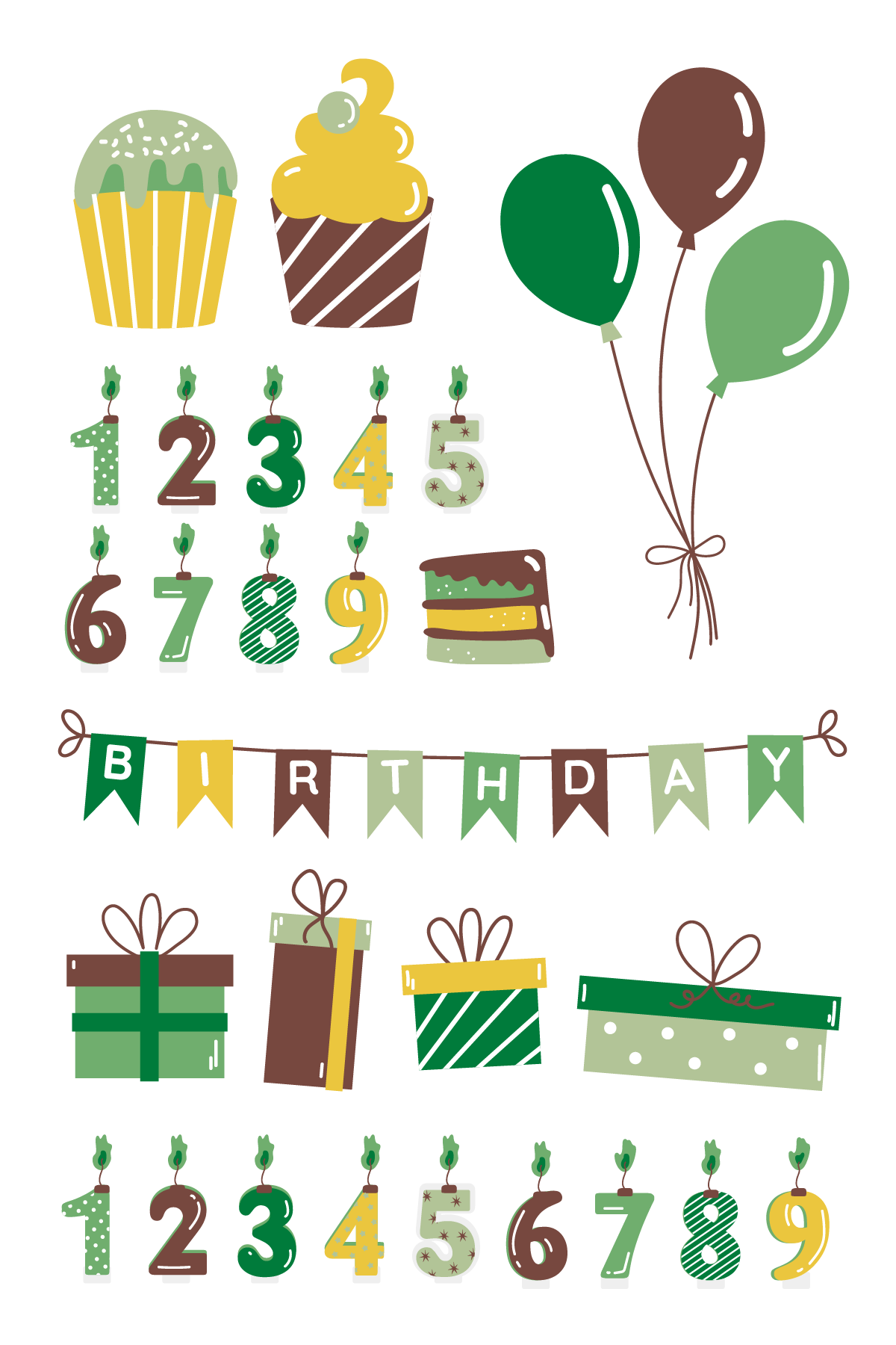 Green and Brown Birthday Tattoos 4 in x 6 in