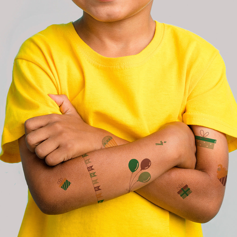 Green and Brown Birthday Tattoos 4 in x 6 in