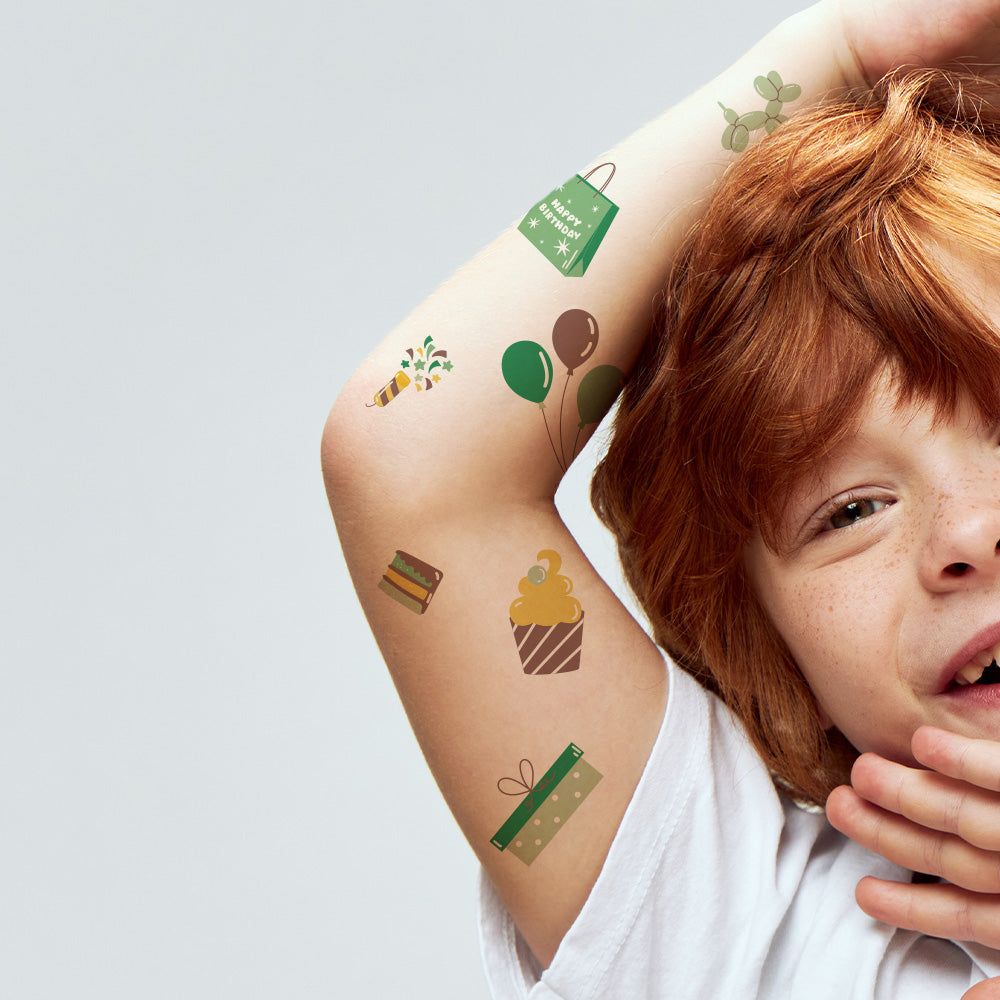 Green and Brown Birthday Tattoos 4 in x 6 in