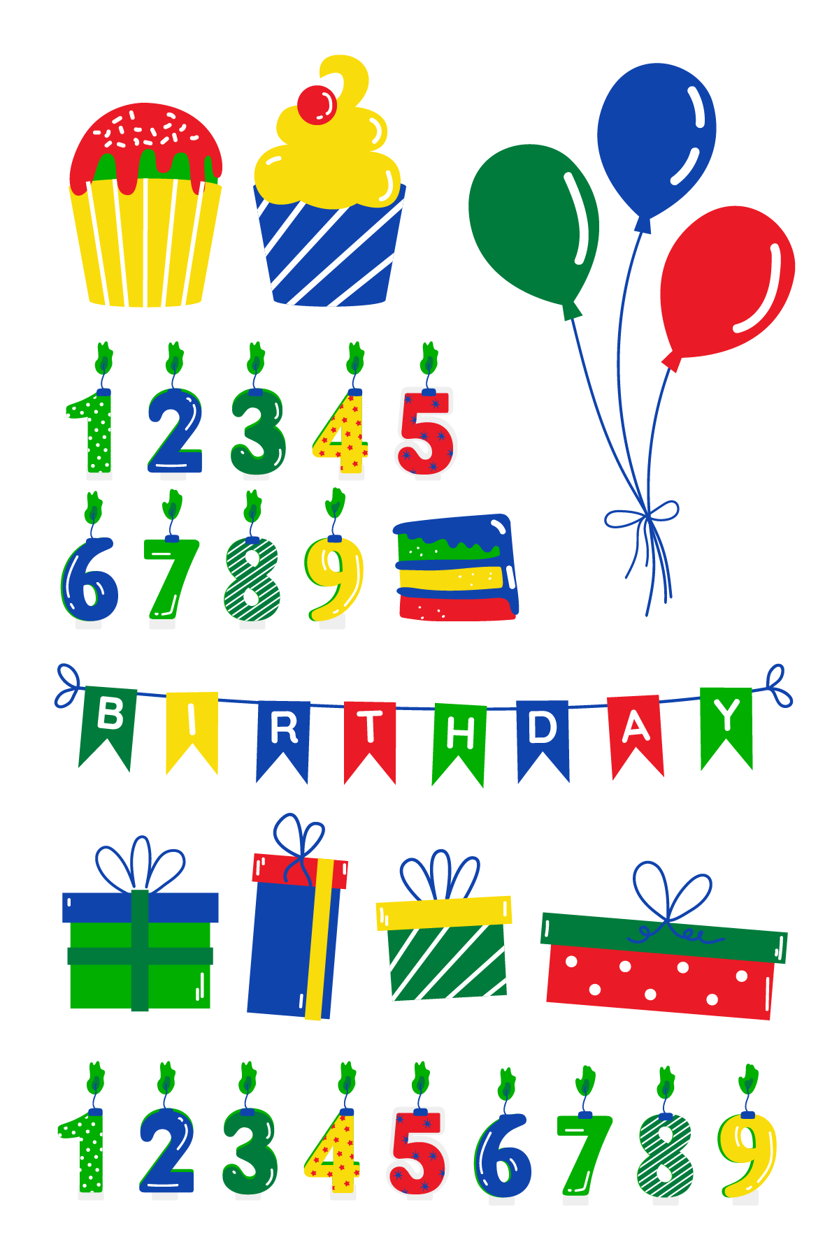 Red and Blue Birthday Tattoos 4 in x 6 in