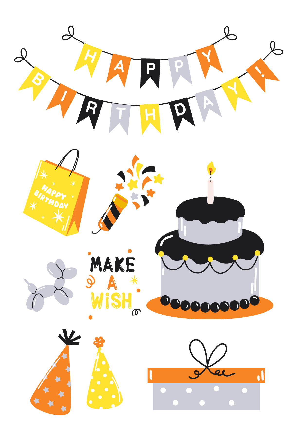 Orange and Black Birthday Tattoos 4 in x 6 in