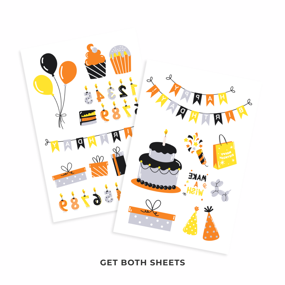 Orange and Black Birthday Tattoos 4 in x 6 in