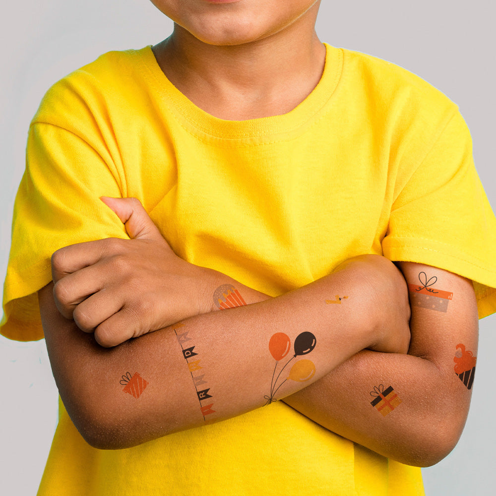 Black and Orange Birthday Tattoos 4 in x 6 in