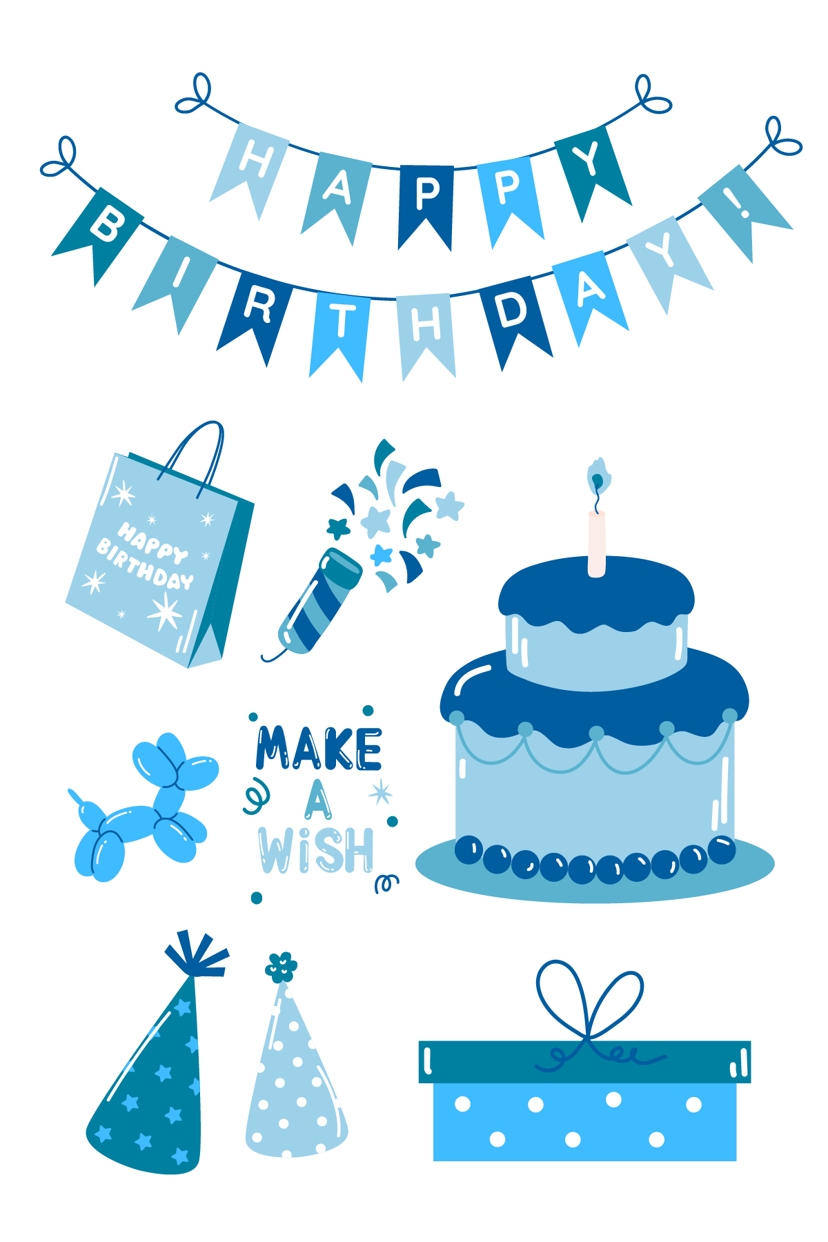 Blue Mix Birthday Tattoos 4 in x 6 in