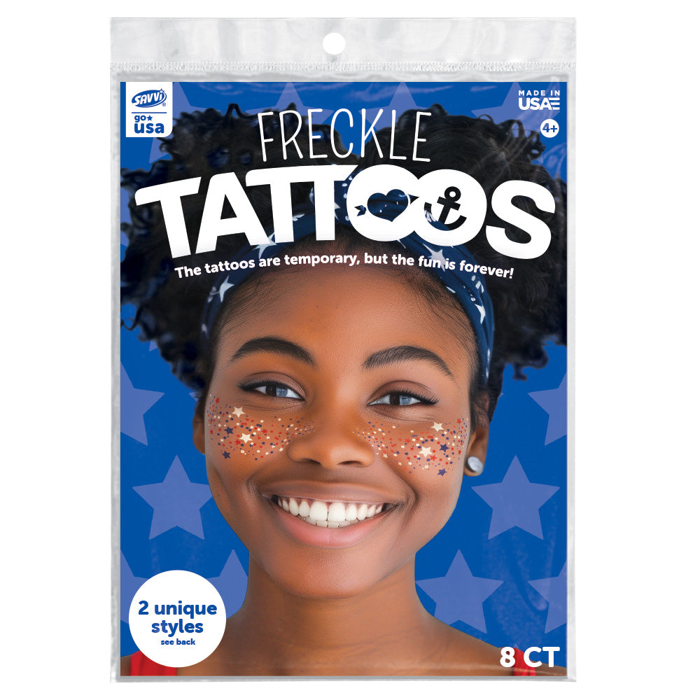 Patriotic Freckle Temporary Tattoos Party Pack 8 Tattoos Assortment