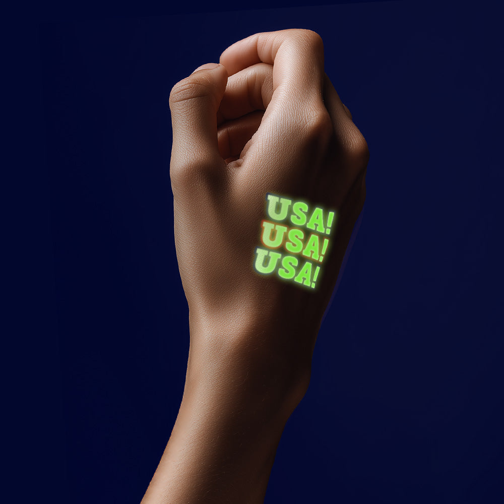 Patriotic Glow-in-the-Dark Temporary Tattoos 24CT Assortment