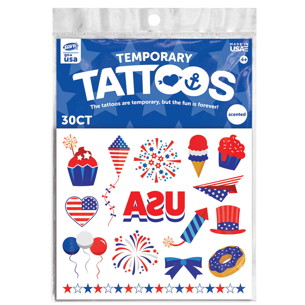 Red, White and Blue Americana Scented Tattoos 30CT Assortment
