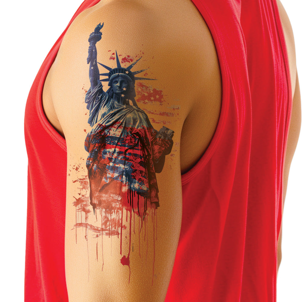 Statue of Liberty Americana Sleeve Temporary Tattoo 2CT Assortment