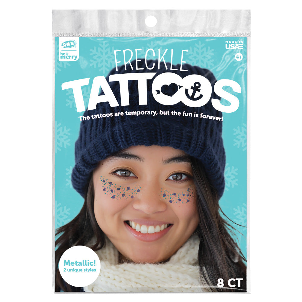 Winter Freckles Temporary Tattoos Snowflakes Party Pack 8 Tattoos Assortment