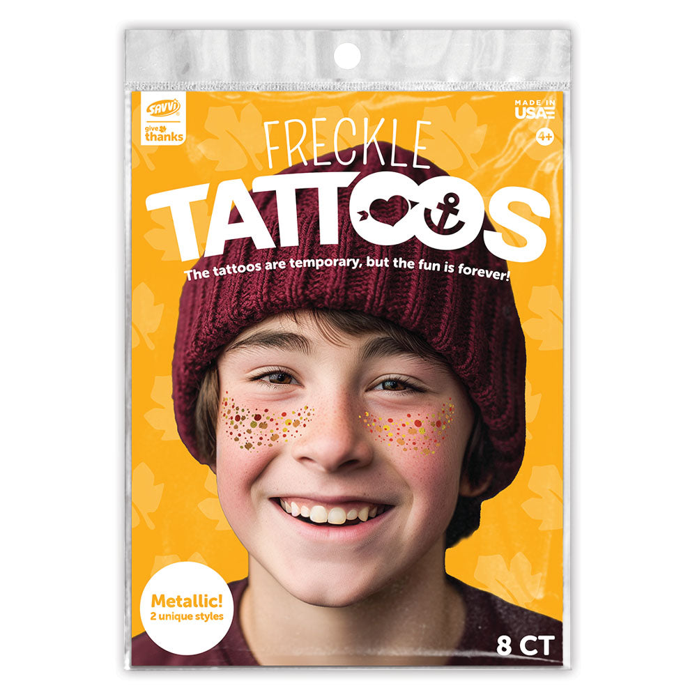 Thanksgiving Freckle Temporary Tattoos Party Pack 8 Tattoos Assortment