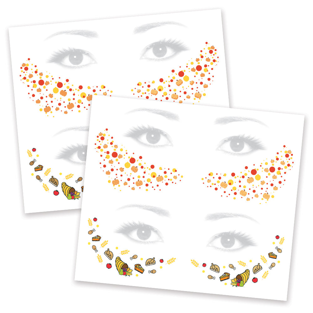 Thanksgiving Freckle Temporary Tattoos Party Pack 8 Tattoos Assortment