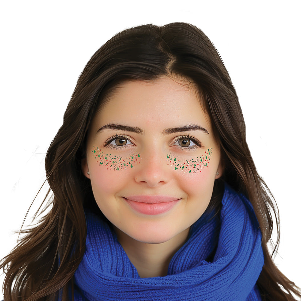 Christmas Freckle Temporary Tattoos Christmas Tree Party Pack 8 Tattoos Assortment