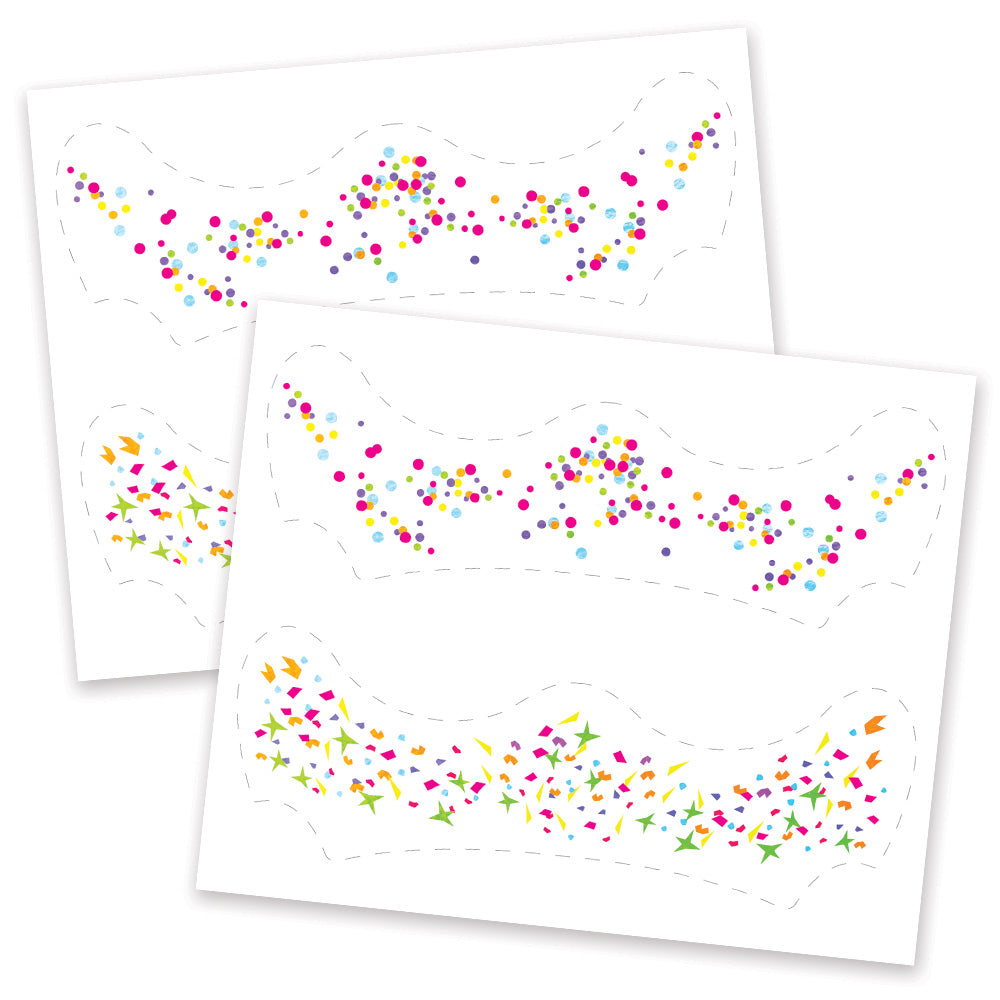 Face Funfetti Face Temporary Tattoos Party Pack 6 Tattoos Assortment