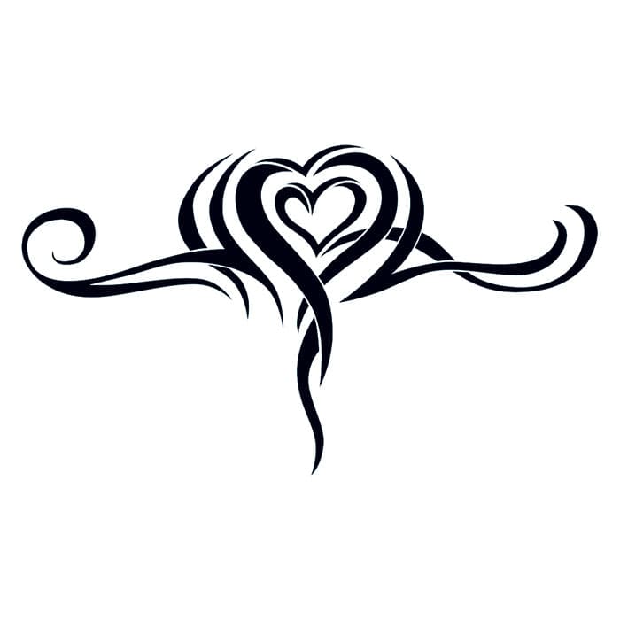 Tribal Heart Lower Back Temporary Tattoo 3.5 in x 2.5 in