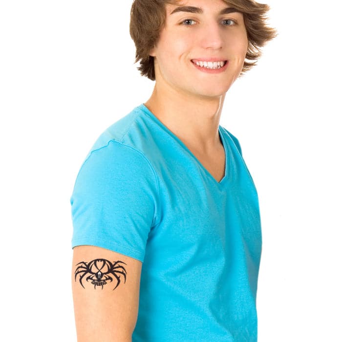 Tribal Spider Skull Temporary Tattoo 3.5 in x 2.5 in