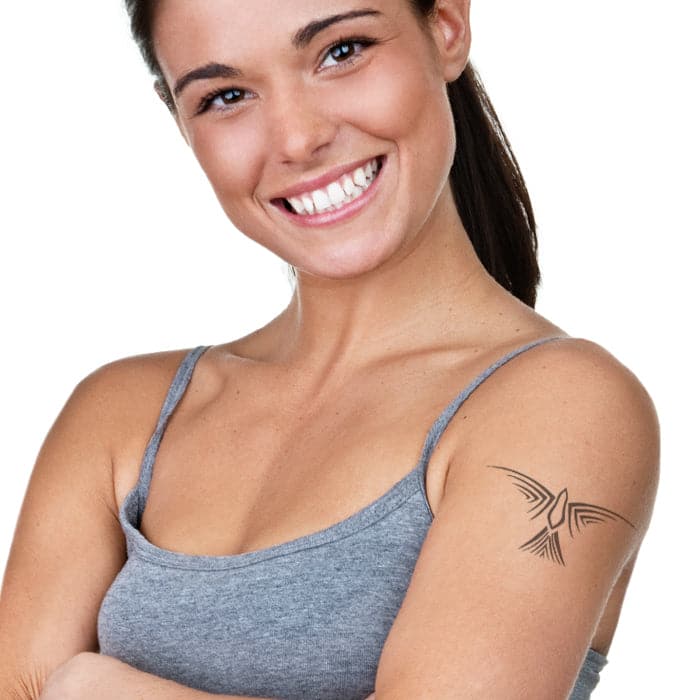 Tribal Gray Bird Design Temporary Tattoo 3.5 in x 2.5 in