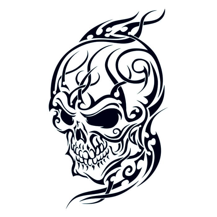Tribal Skull Temporary Tattoo 3.5 in x 2.5 in