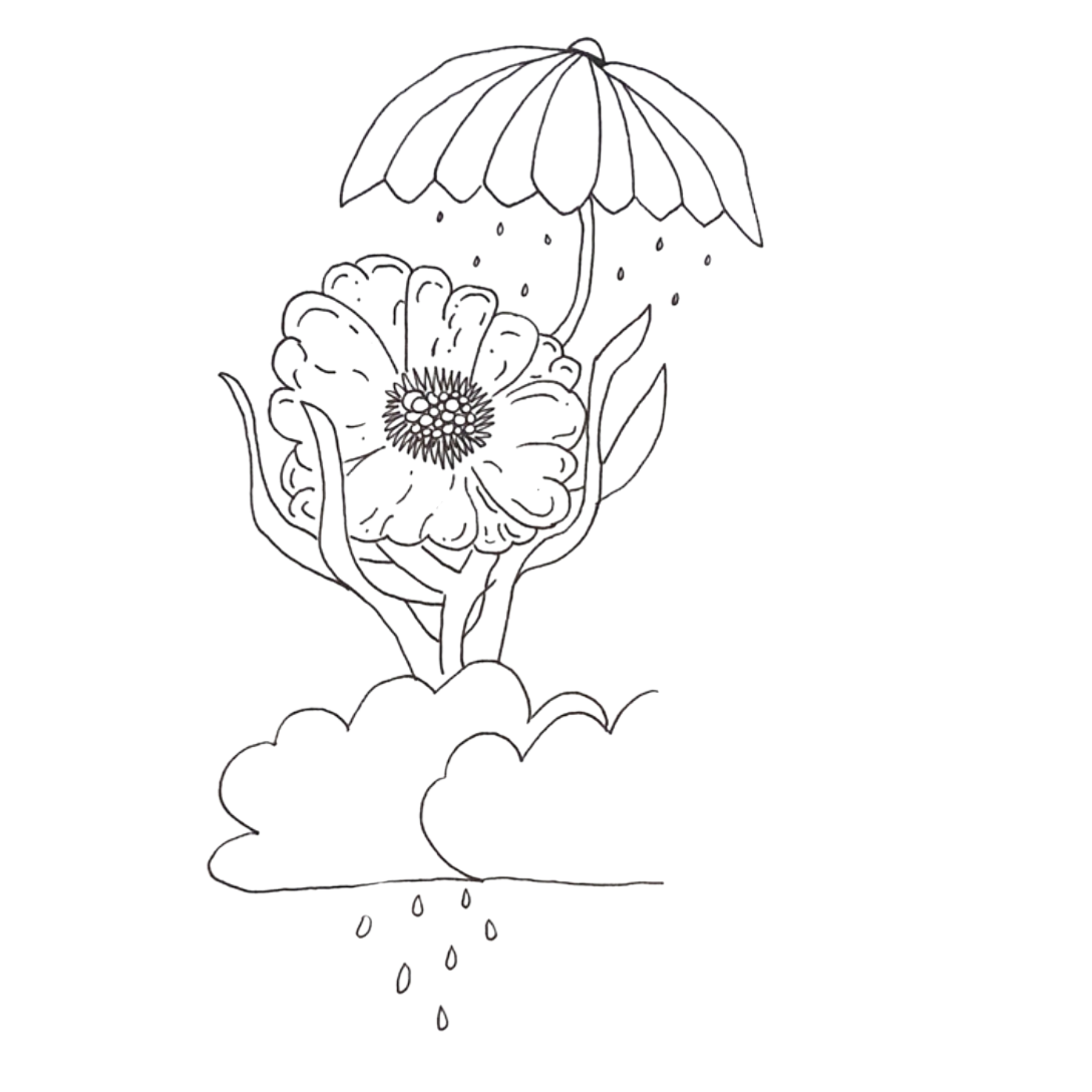 Rain Flowers and Clouds Temporary Tattoo 2 in x 2 in