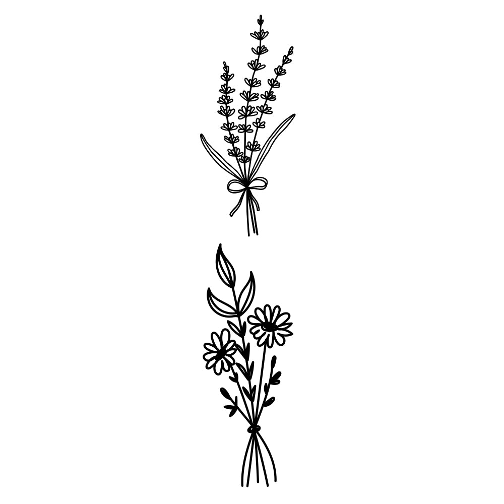 Eucalyptus Breeze Fine Line Flower Temporary Tattoo - Set of 2