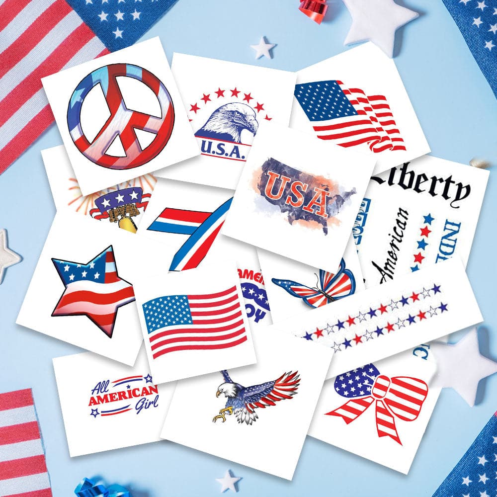 4th of July Temporary Tattoo 30-Pack