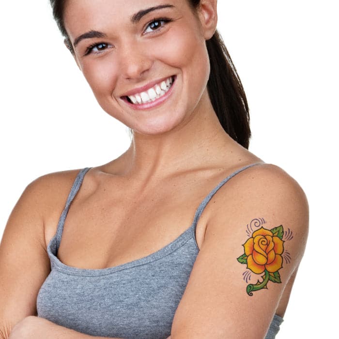 Vintage Yellow Rose Temporary Tattoo 3.5 in x 2.5 in