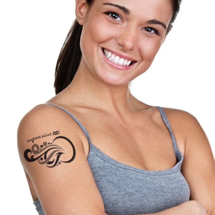 Zodiac: Aquarius Design Temporary Tattoo 3.5 in x 2.5 in