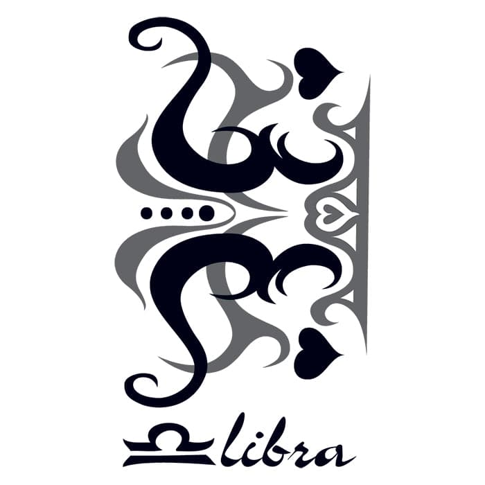 Zodiac: Libra Design Temporary Tattoo 3.5 in x 2.5 in