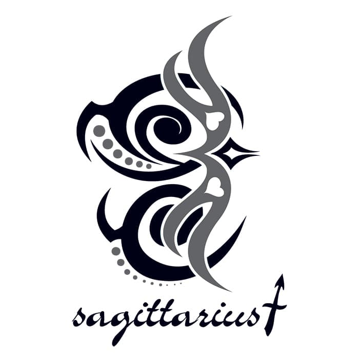 Zodiac: Sagittarius Design Temporary Tattoo 3.5 in x 2.5 in