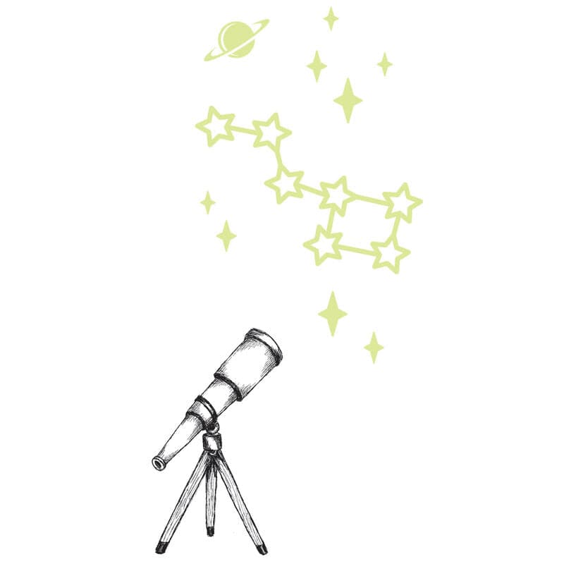 Telescope with Reveal Glow-in-the-Dark Stars Temporary Tattoo