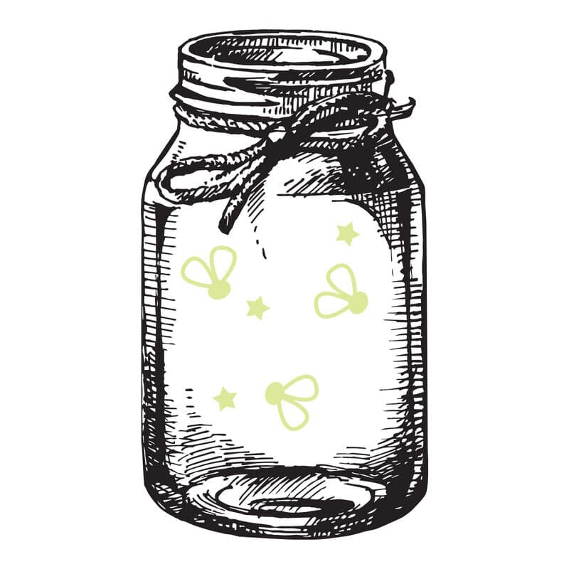 Mason Jar with Reveal Glow-in-the-Dark Fire Flies Temporary Tattoo