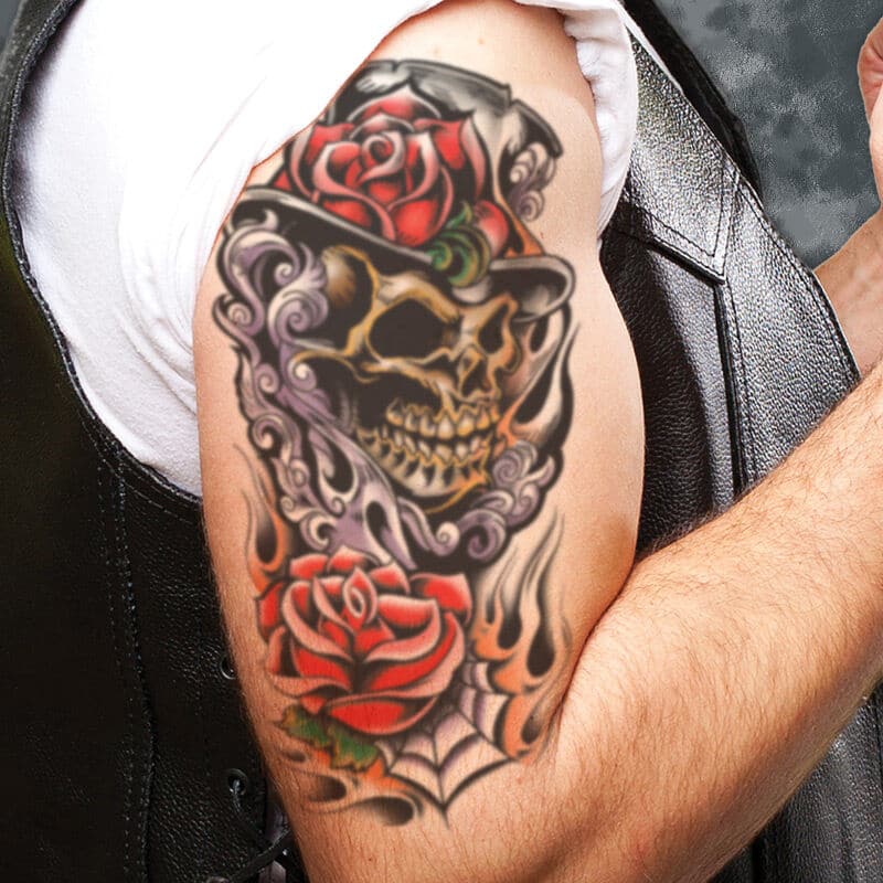 Skull & Top Hat Sleeve Accessory Costume Tattoo