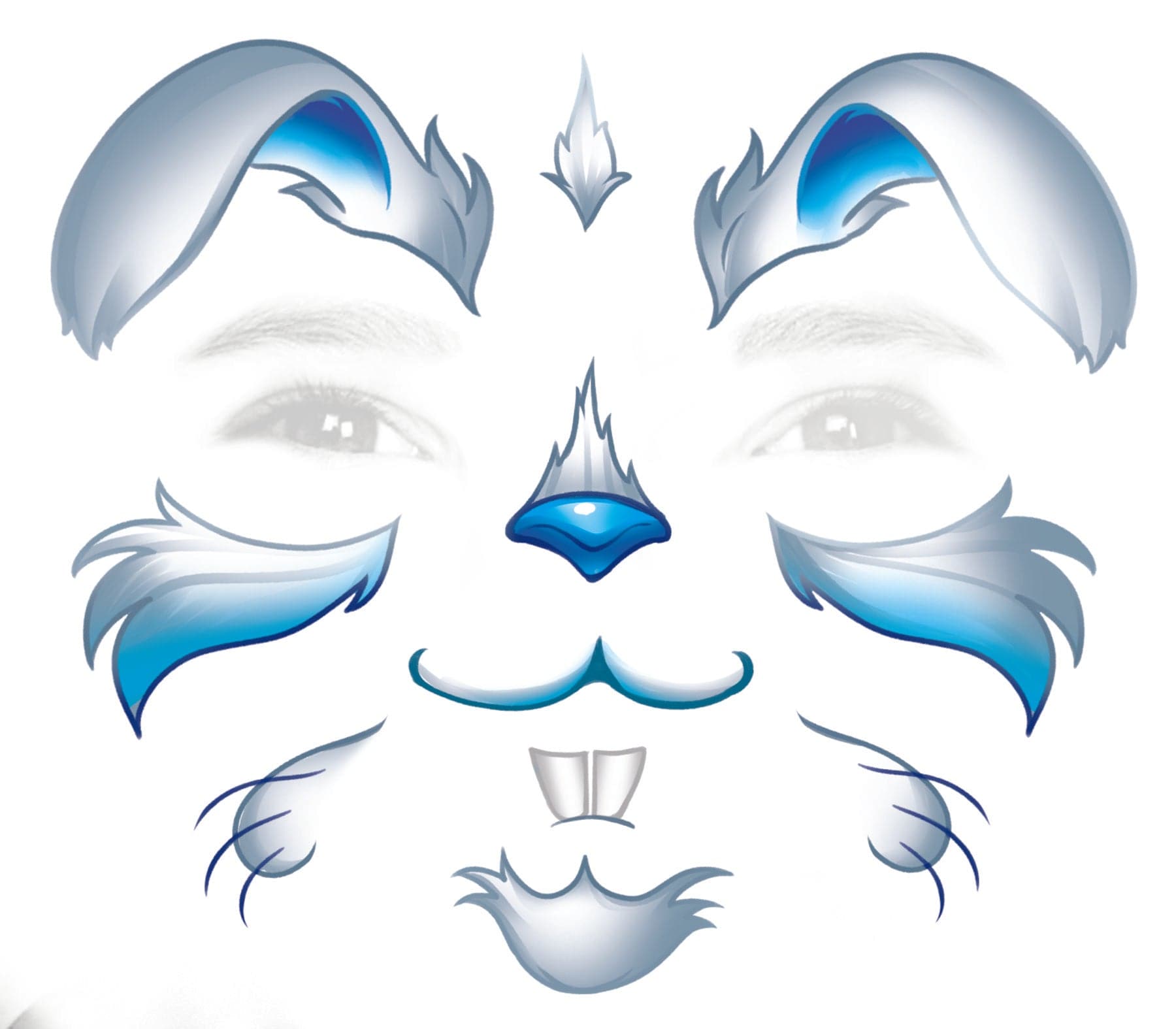 Blue Bunny Face Kids Costume Tattoo