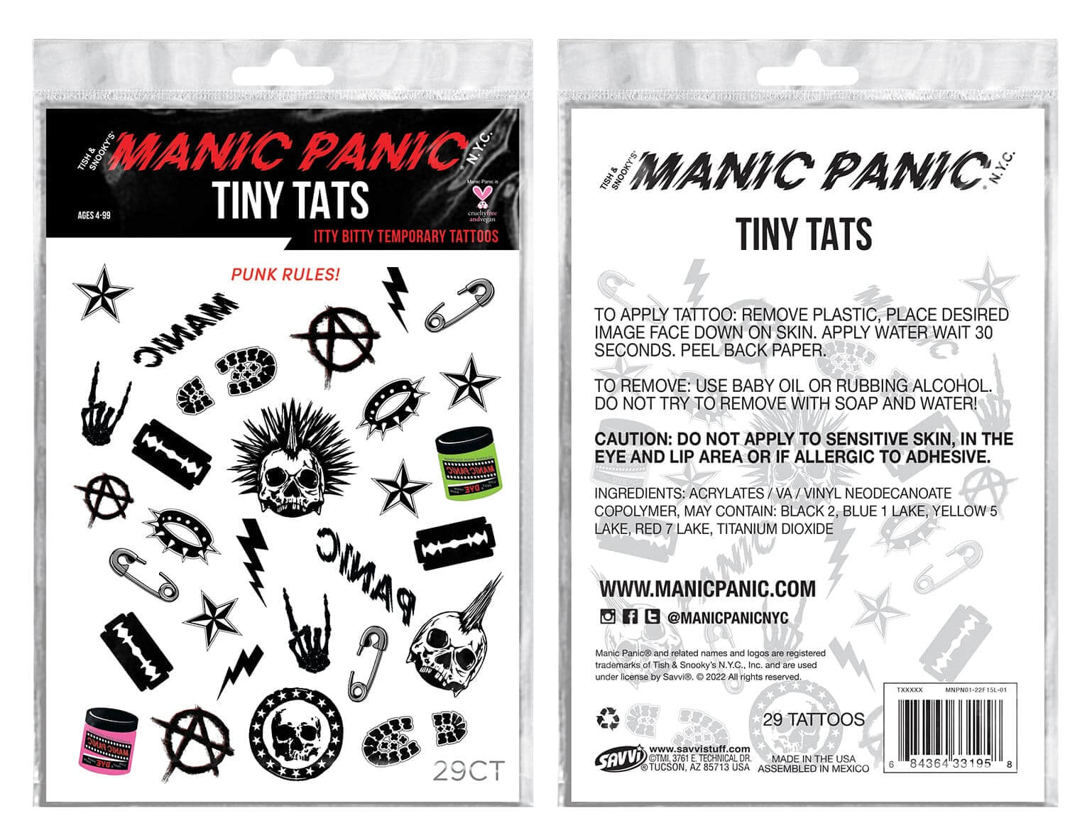 Manic Panic Punk Tiny Tats