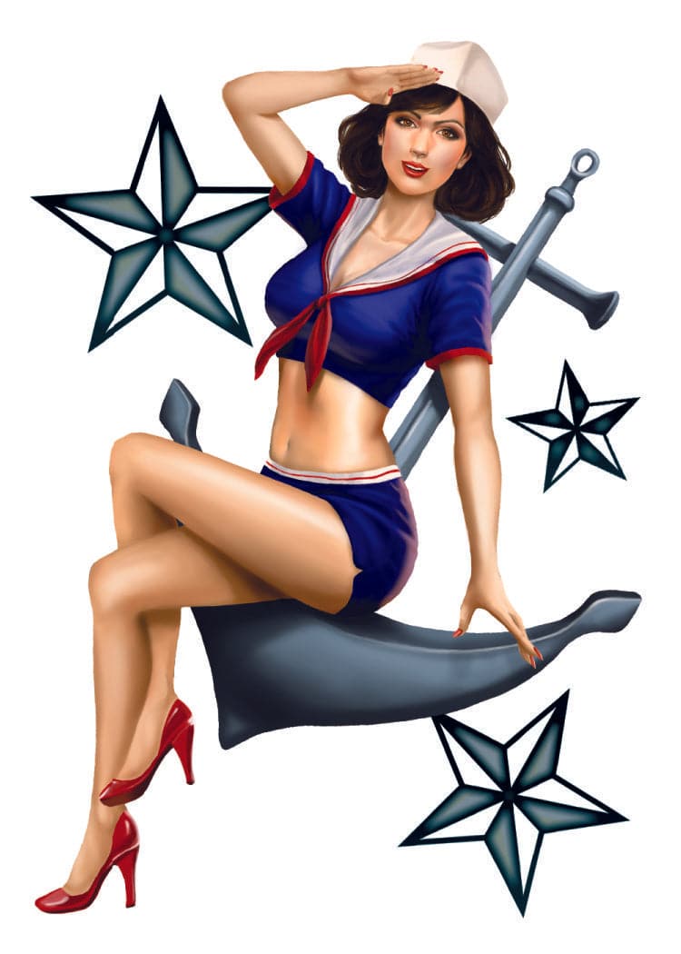 Sailor Pin-up Girl Temporary Tattoo