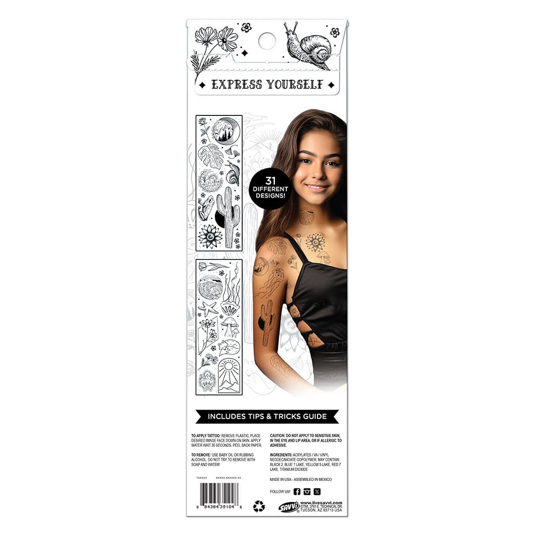 Fine Line Nature Flash Tattoo Pouch by Savvi