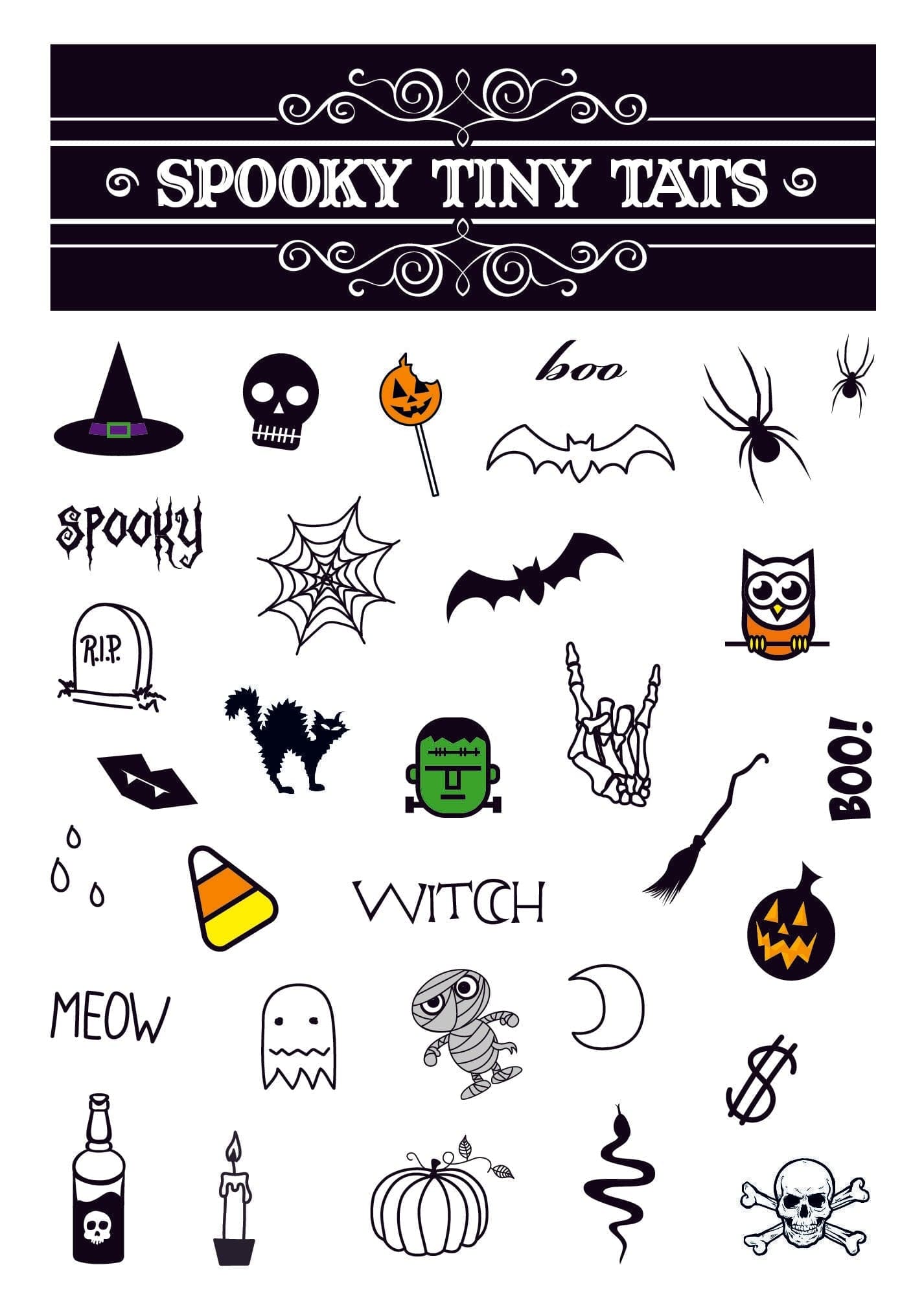 Spooky Tiny Tats Temporary Tattoos