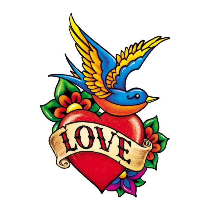 Traditional Love Bird Temporary Tattoo