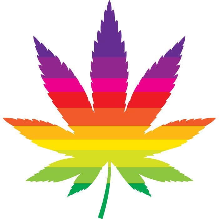 Rainbow Pot Leaf Temporary Tattoo