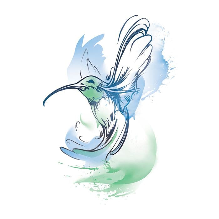 Watercolor Hummingbird Temporary Tattoo