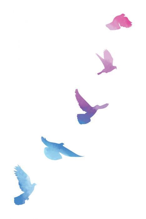 Watercolor Birds in Flight Temporary Tattoo