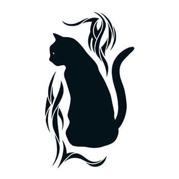 Black Cat with Tribal Design Temporary Tattoo