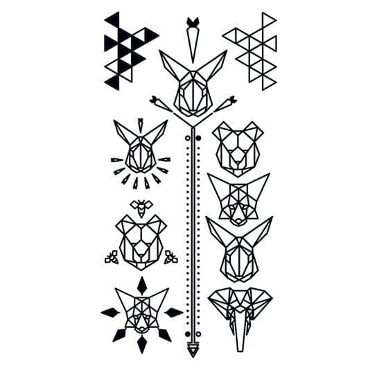 Black Geometric Animal Temporary Tattoo