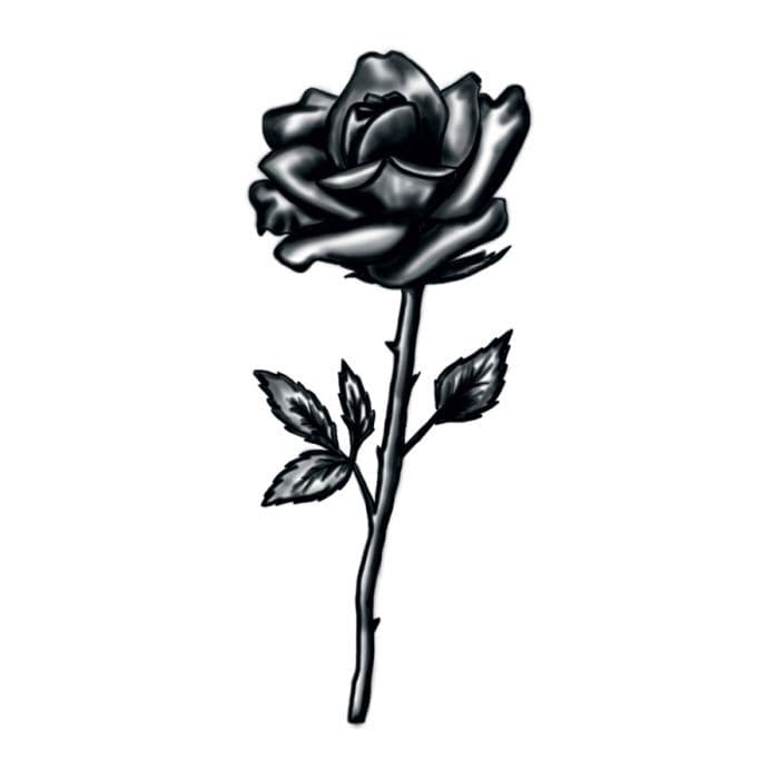 Black and White Rose Stem Temporary Tattoo