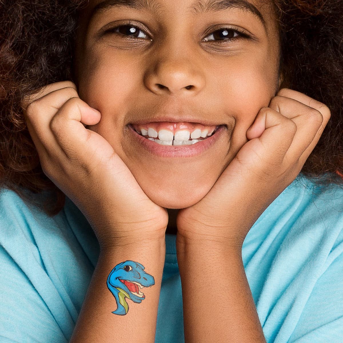 blue dinosaur temporary tattoo
