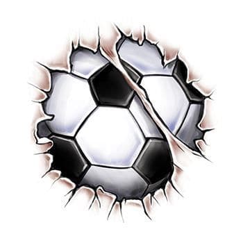 Break Through Soccer Ball Temporary Tattoo