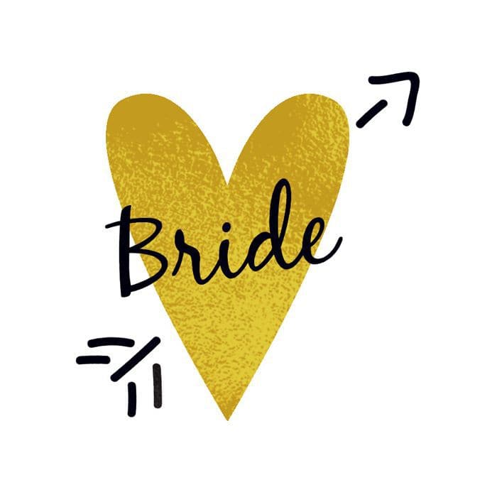 Bride Gold Heart Temporary Tattoo