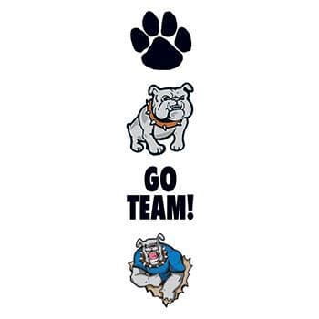 Bulldog Team Mascot Temporary Tattoo Set