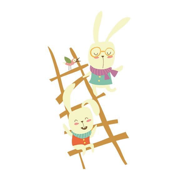 Bunnies on a Ladder Temporary Tattoo